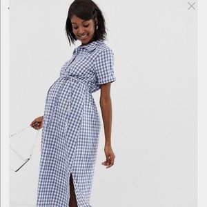 ASOS Maternity Glamorous Bloom Gingham Shirt Dress